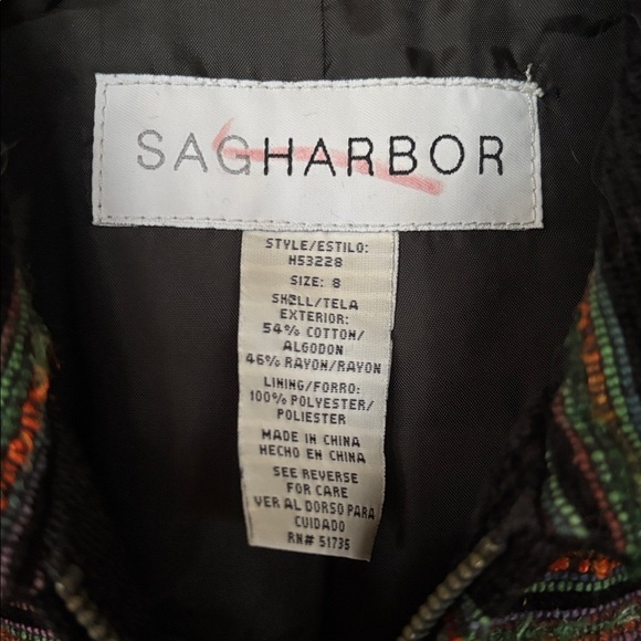 Vintage Sag Harbor Full Zip Multicolored Metallic Striped Suit Jacket Blazer - Picture 5 of 13